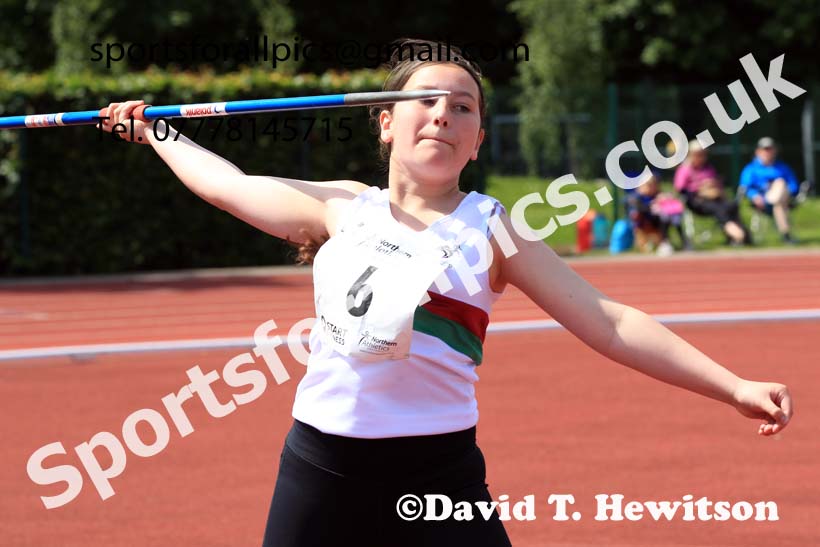 Girls Under-15s Javelin, 2022 Northern Inter Counties U17s and U15s Track and Field, York, Thursday, June 2nd. Photo: David T. Hewitson/Sports for All Pics